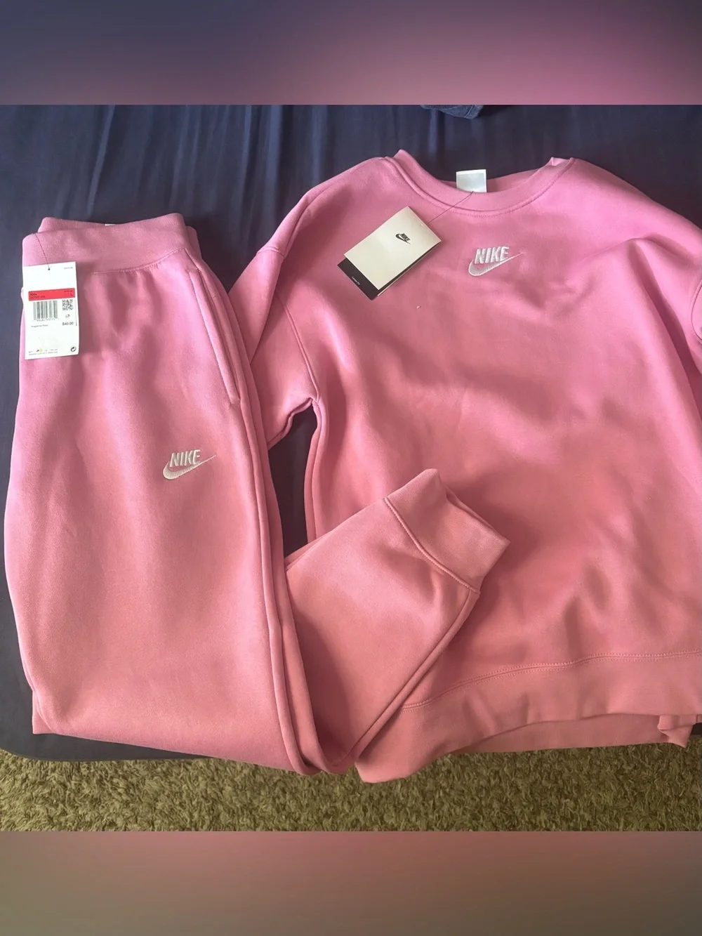 Nike Kids Pink Fleece Sweatshirt & Jogger Set